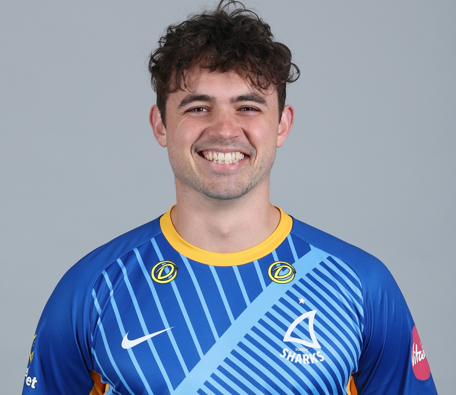 HOVE, ENGLAND - MARCH 26: Tom Price of Sussex CCC poses in the Vitality Blast T20 kit for a portrait during the Sussex CCC photocall at the 1st Central County Ground on March 26, 2026 in Hove, England. (Photo by Steve Bardens/Getty Images)